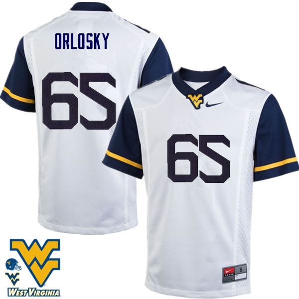 NCAA Men's Tyler Orlosky West Virginia Mountaineers White #65 Nike Stitched Football College Authentic Jersey FW23X83GY